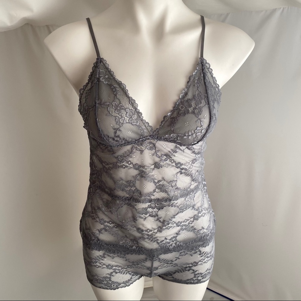 Affinitas Intimates gray babydoll and thong panty set